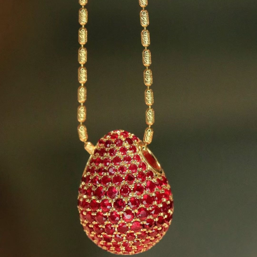 14k Gold 3.6 Ct Natural Ruby Pendant( Without Chain ) - 6