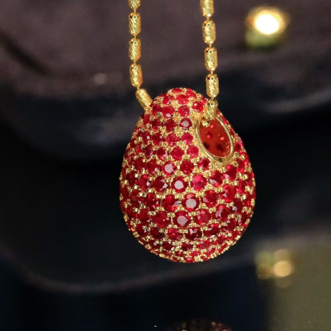 14k Gold 3.6 Ct Natural Ruby Pendant( Without Chain ) - 7