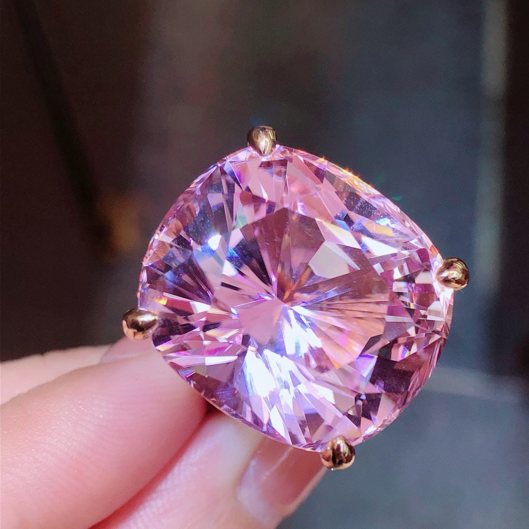 14k Gold 50.26 Ctw Natural Kunzite & Diamond Ring - 5