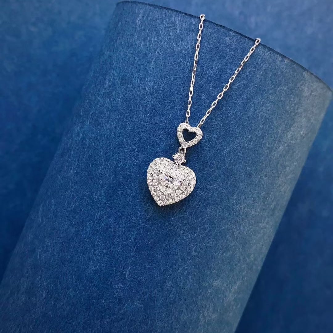 Gia Certified 14k Gold 0.61 Ctw Natural E Si1 Heart Diamond Necklace - 5