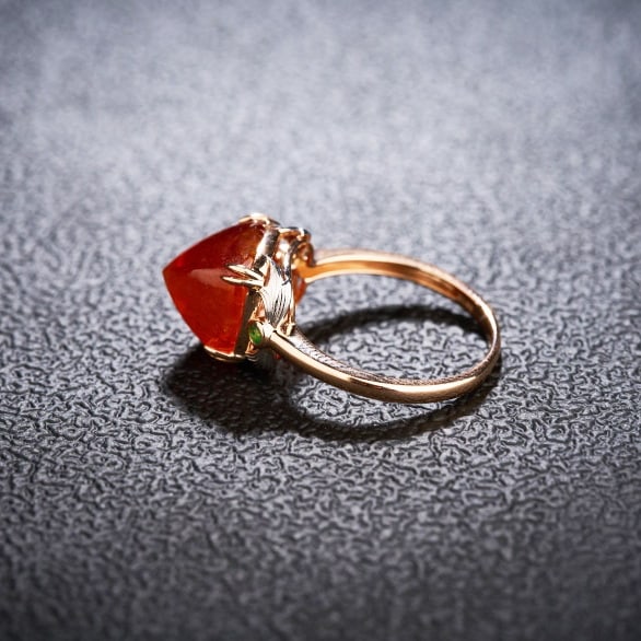14k Gold 8.66 Ct Natural Spessartine & Tsavorite Ring - 6