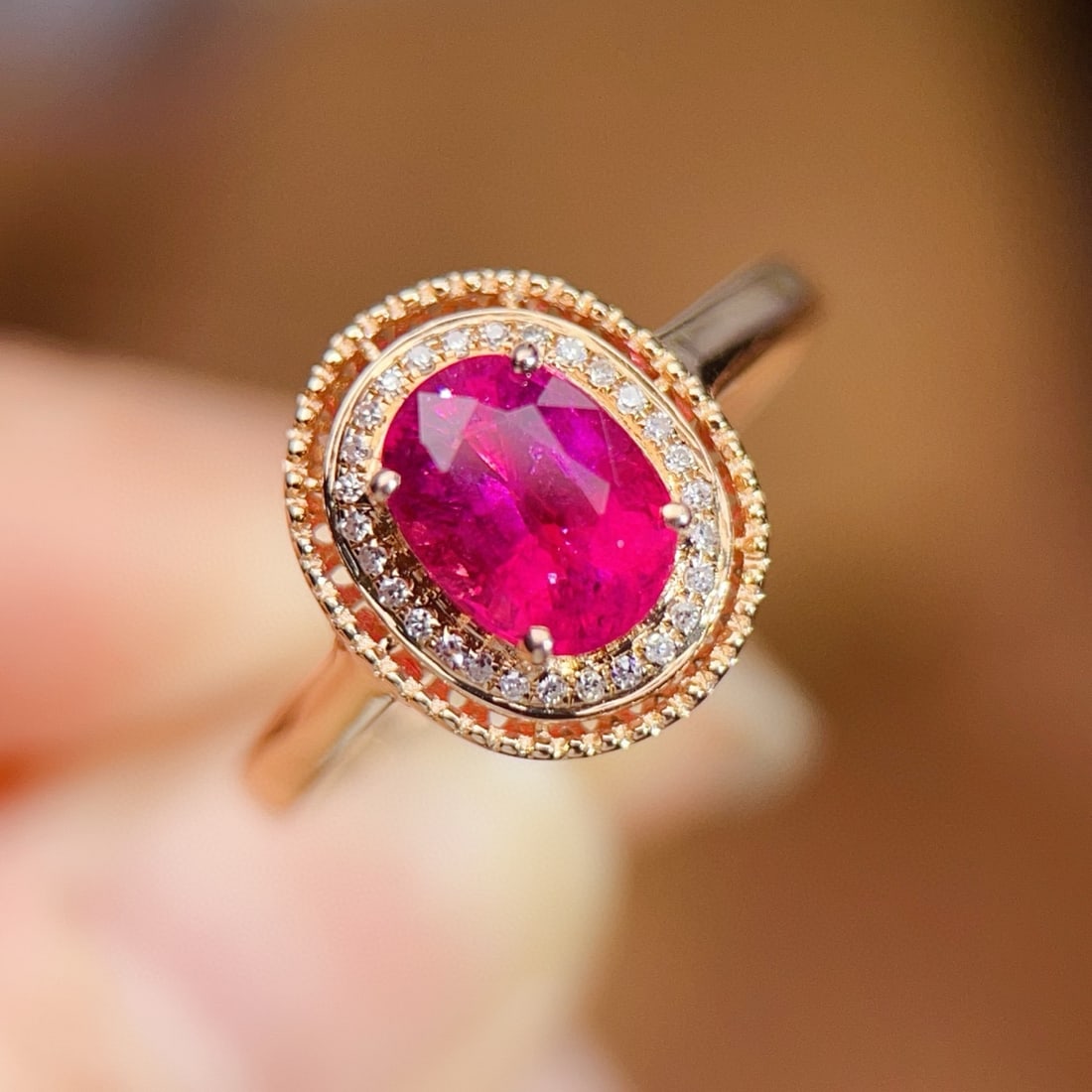 14k Gold 1.3 Ct Natural Tourmaline & Diamond Ring - 4