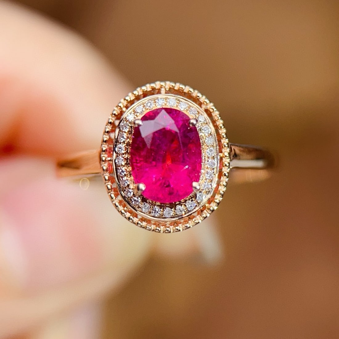 14k Gold 1.3 Ct Natural Tourmaline & Diamond Ring - 5