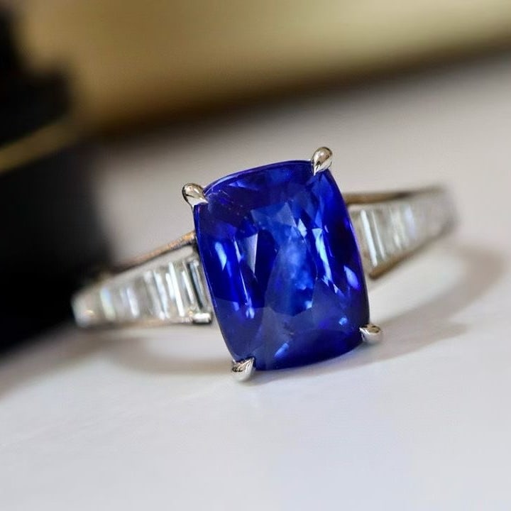 14k Gold 2.61 Ctw Natural Sapphire & Diamond Ring - 2