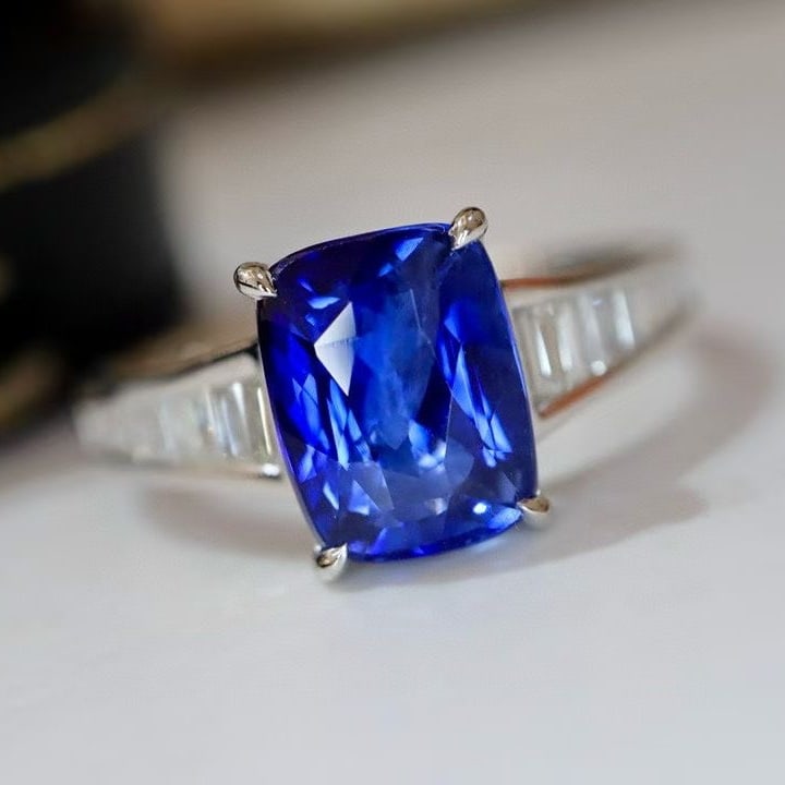 14k Gold 2.61 Ctw Natural Sapphire & Diamond Ring - 7
