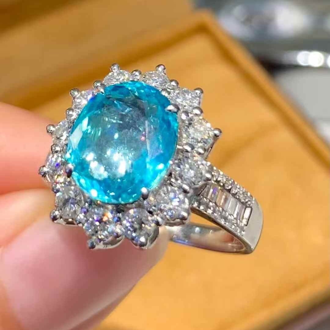 14k Gold 2.23 Ct Natural Paraiba Tourmaline & Diamond Ring - 3