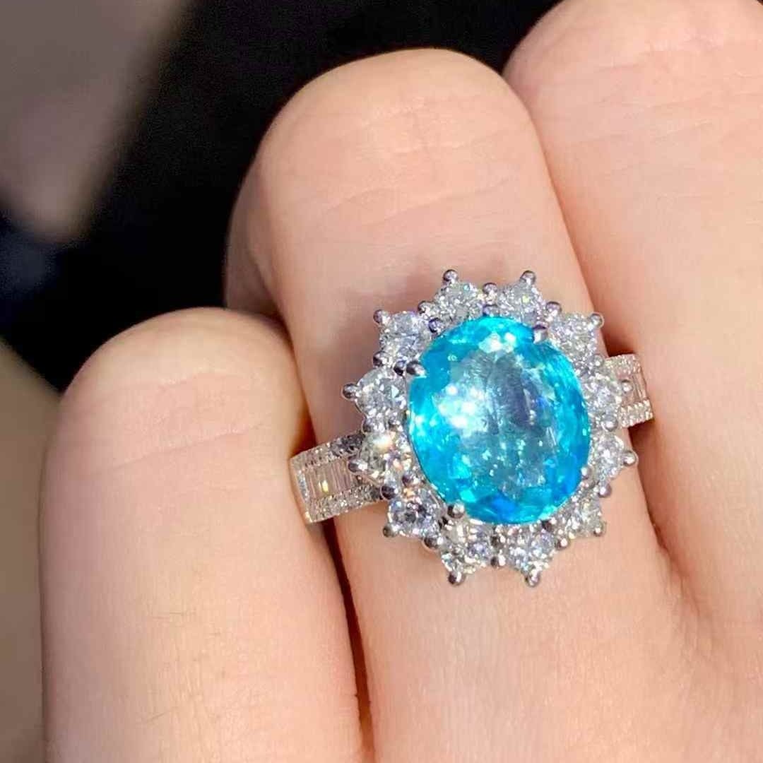 14k Gold 2.23 Ct Natural Paraiba Tourmaline & Diamond Ring - 6