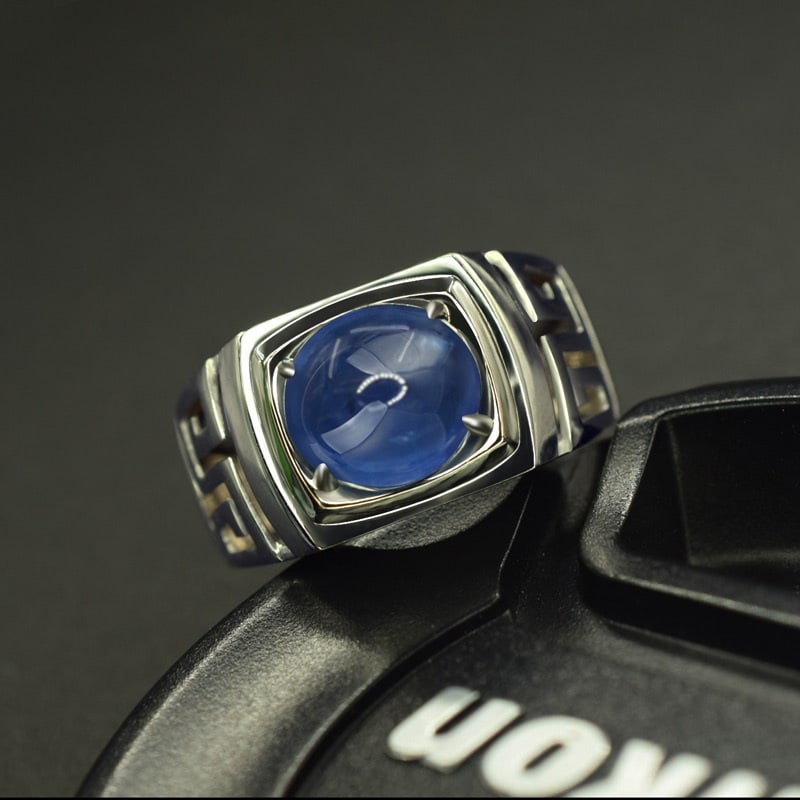 14k Gold 4.78 Ct Natural Sapphire Ring: Ref:231044010 // gold content:14k gold // ring size:7. 25us // // main gemstone:sapphire // shape:oval // carat weight:4. 78ct // color:blue // treatment:natural // Condition: New Low Estimate: