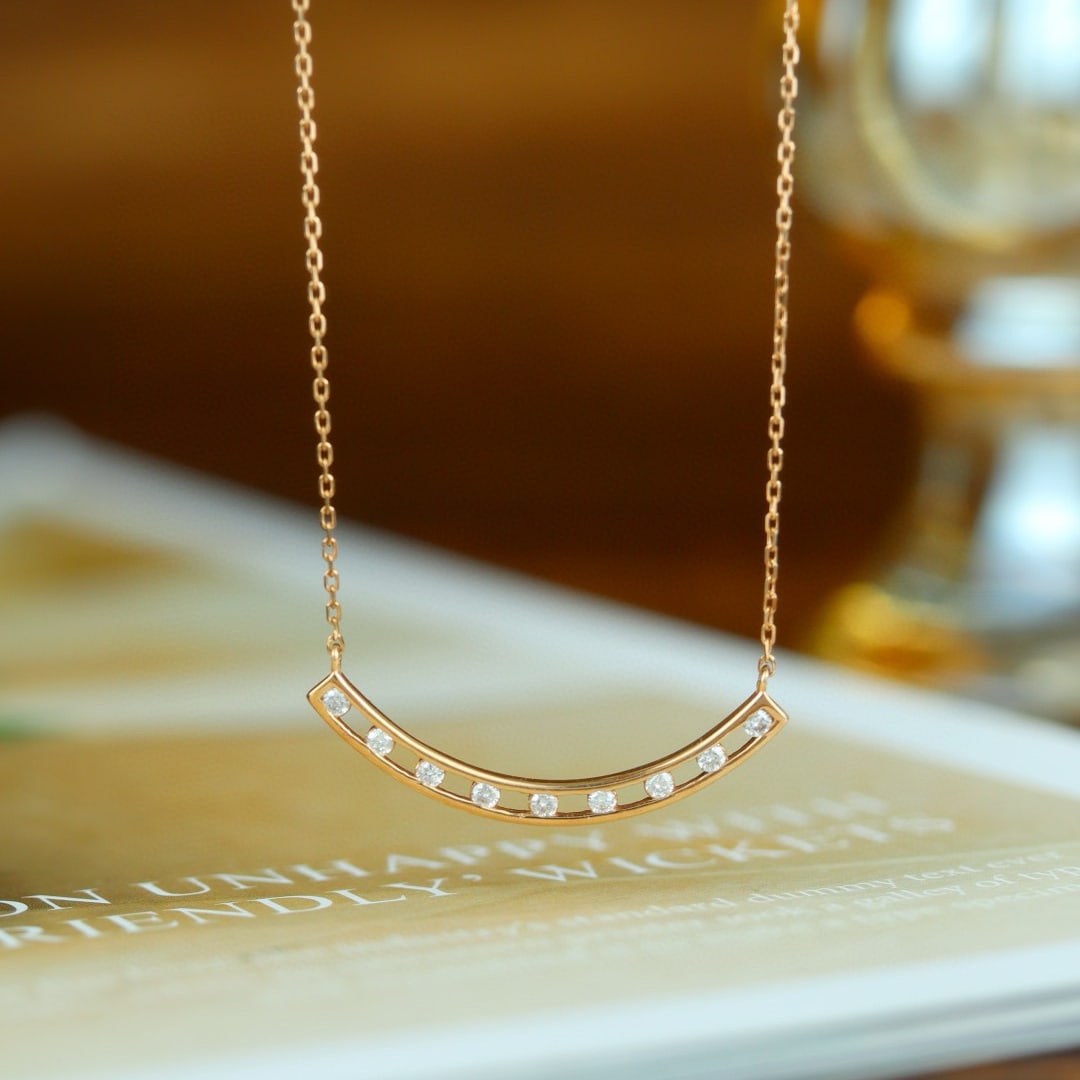 14k Gold 0.20 Ct Natural H Diamond Necklace - 6