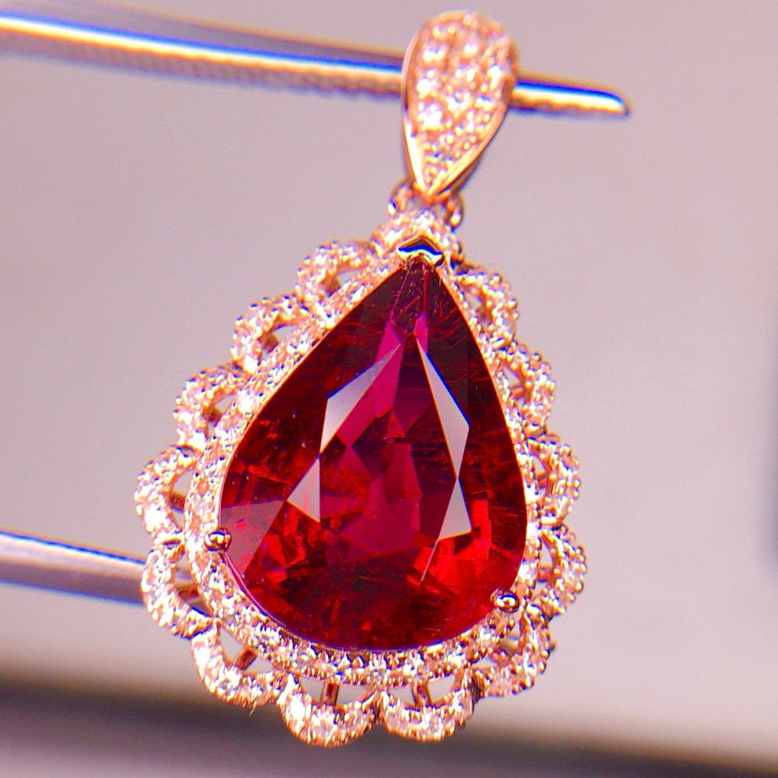 14k Gold 4.09 Ct Natural Tourmaline & Diamond Pendant( Without Chain ) - 3