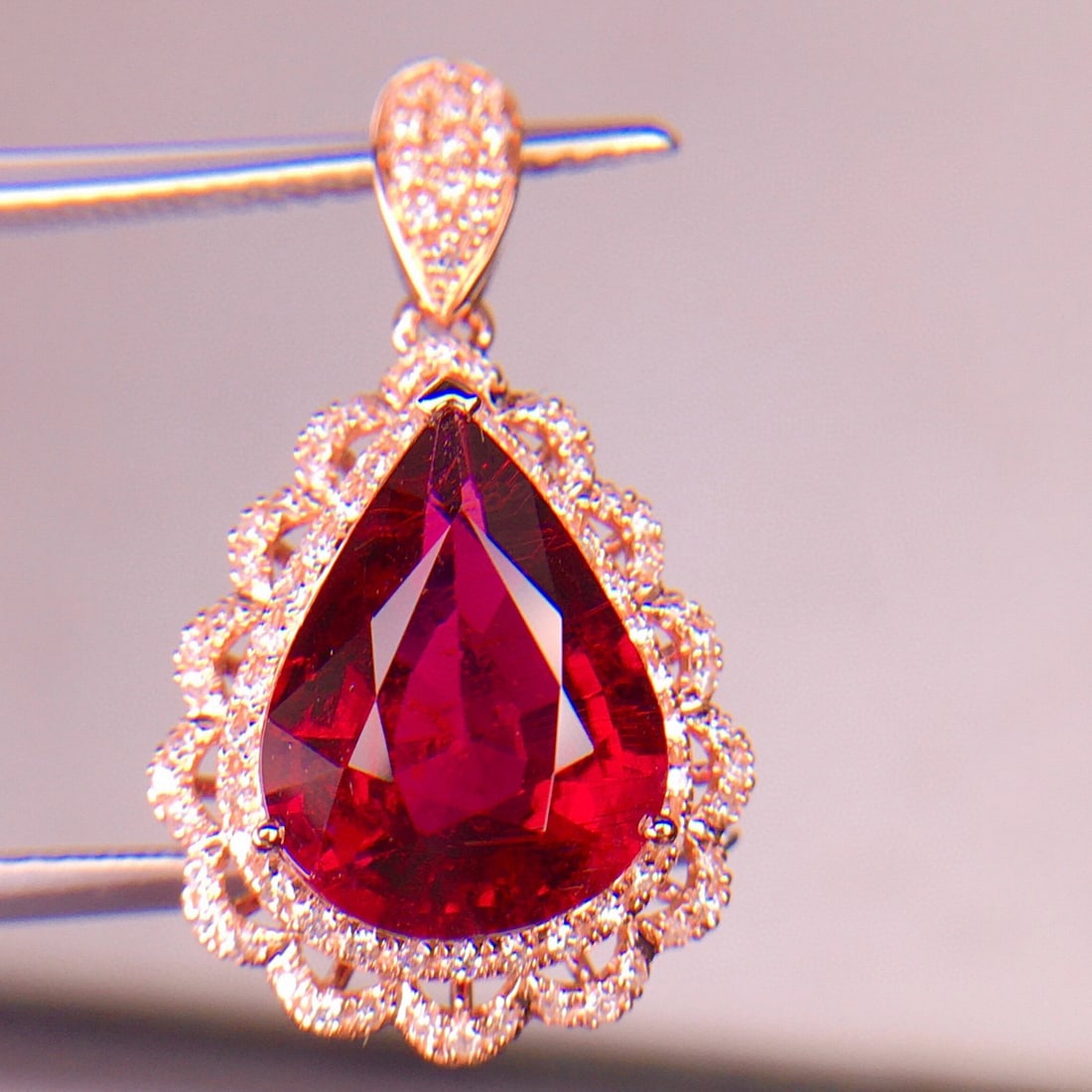 14k Gold 4.09 Ct Natural Tourmaline & Diamond Pendant( Without Chain ) - 4