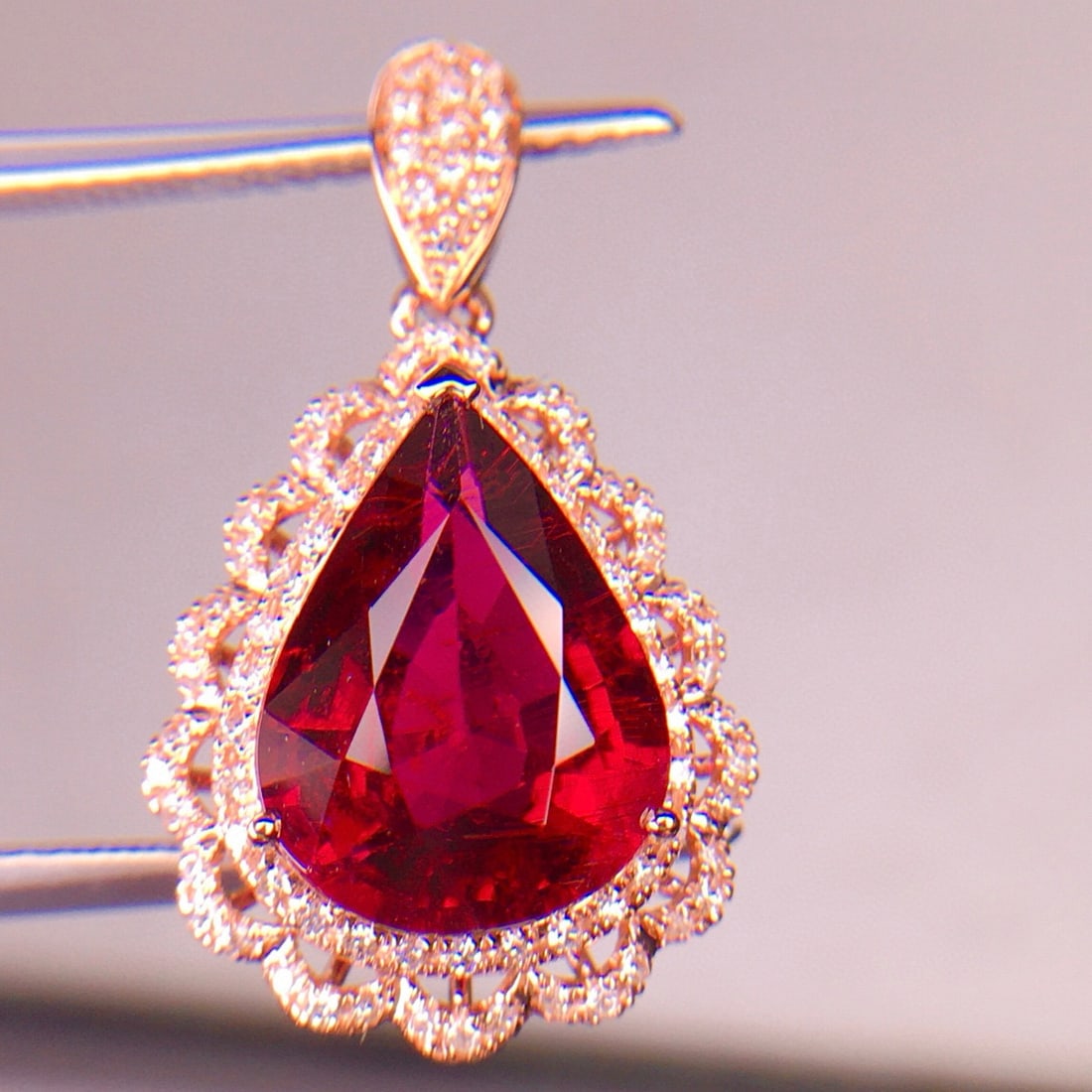 14k Gold 4.09 Ct Natural Tourmaline & Diamond Pendant( Without Chain ) - 5