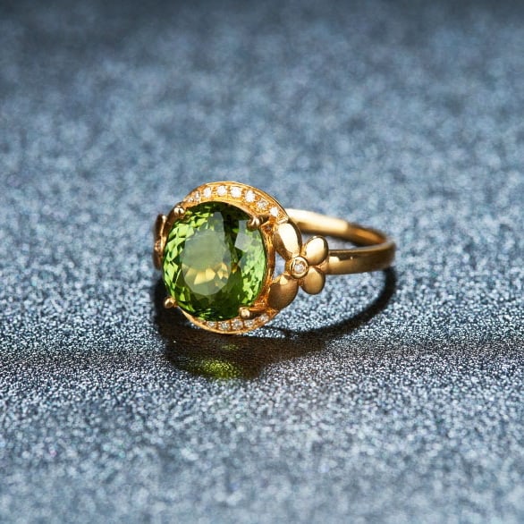 14k Gold 3.55 Ct Natural Tourmaline & Diamond Ring - 3