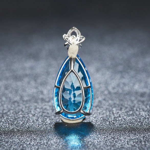 14k Gold 20.7 Ct Natural Topaz & Diamond Pendant( Without Chain ) - 4