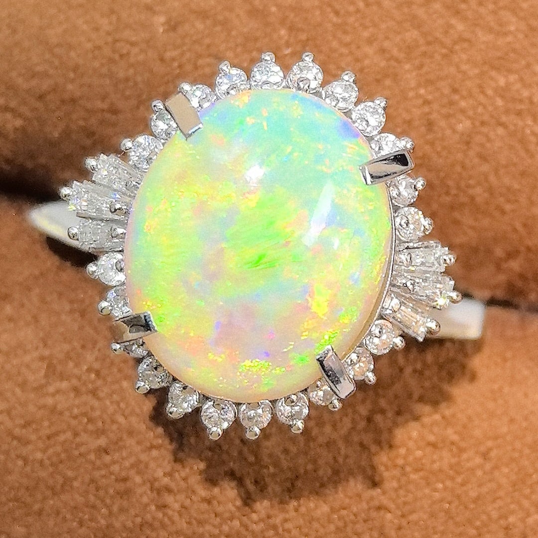 14k Gold 6.72 Ctw Natural Opal & Diamond Ring - 5