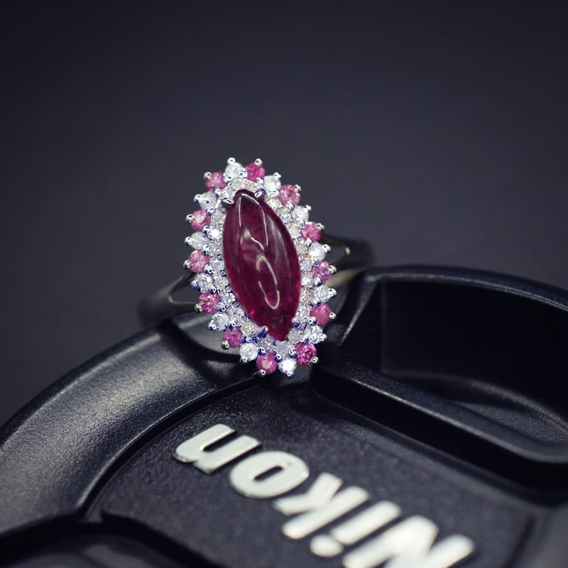 14k Gold 2.12 Ctw Natural Ruby & Diamond Ring: Ref:231044045 // gold content:14k gold // ring size:7. 25us // // main gemstone:ruby // shape:marquise // carat weight:1. 81ct // color:red // treatment:natural // // adjacent gemstone 2 : diamond // 
