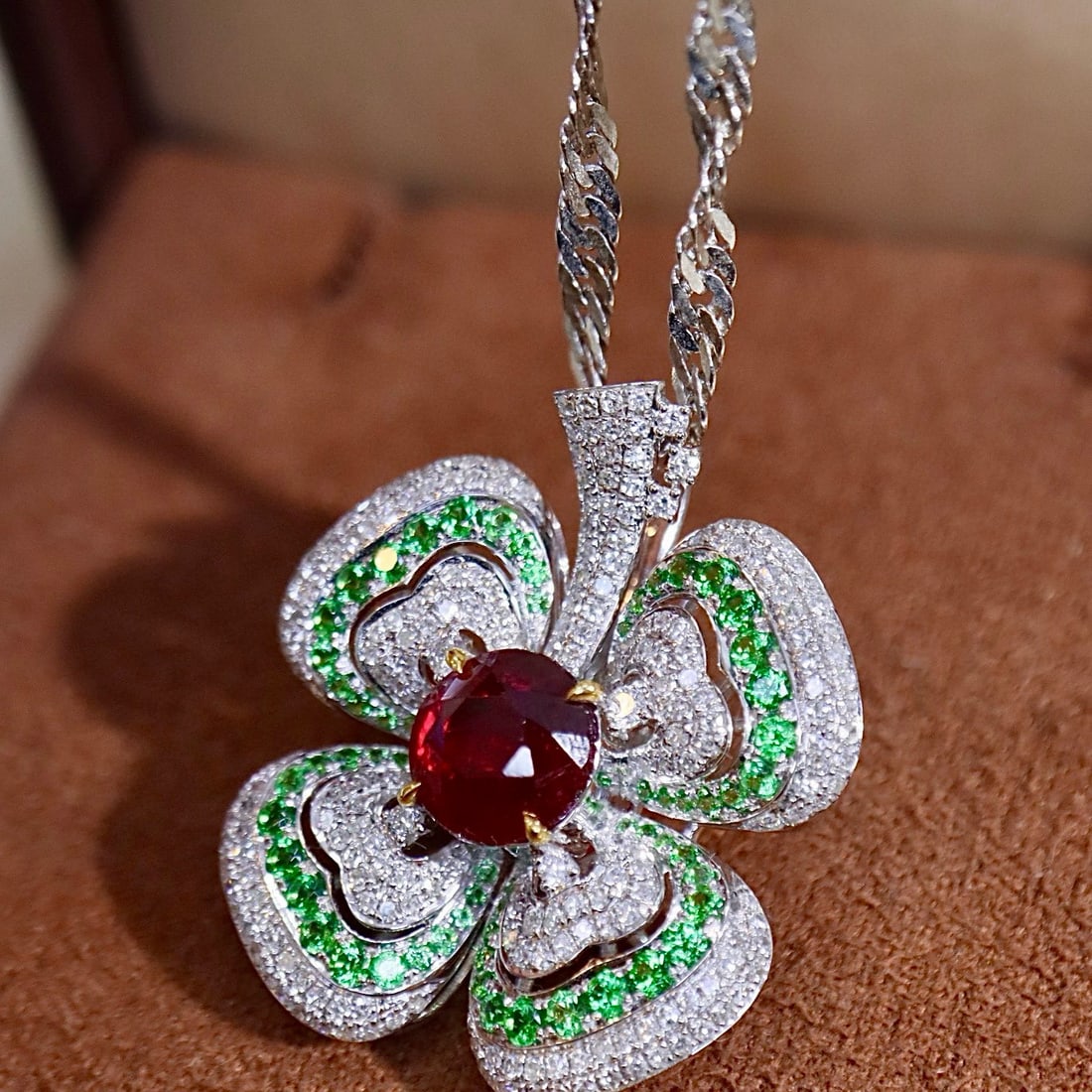 14k Gold 2.54 Ctw Natural Ruby & Diamond Pendant( Without Chain ) - 3