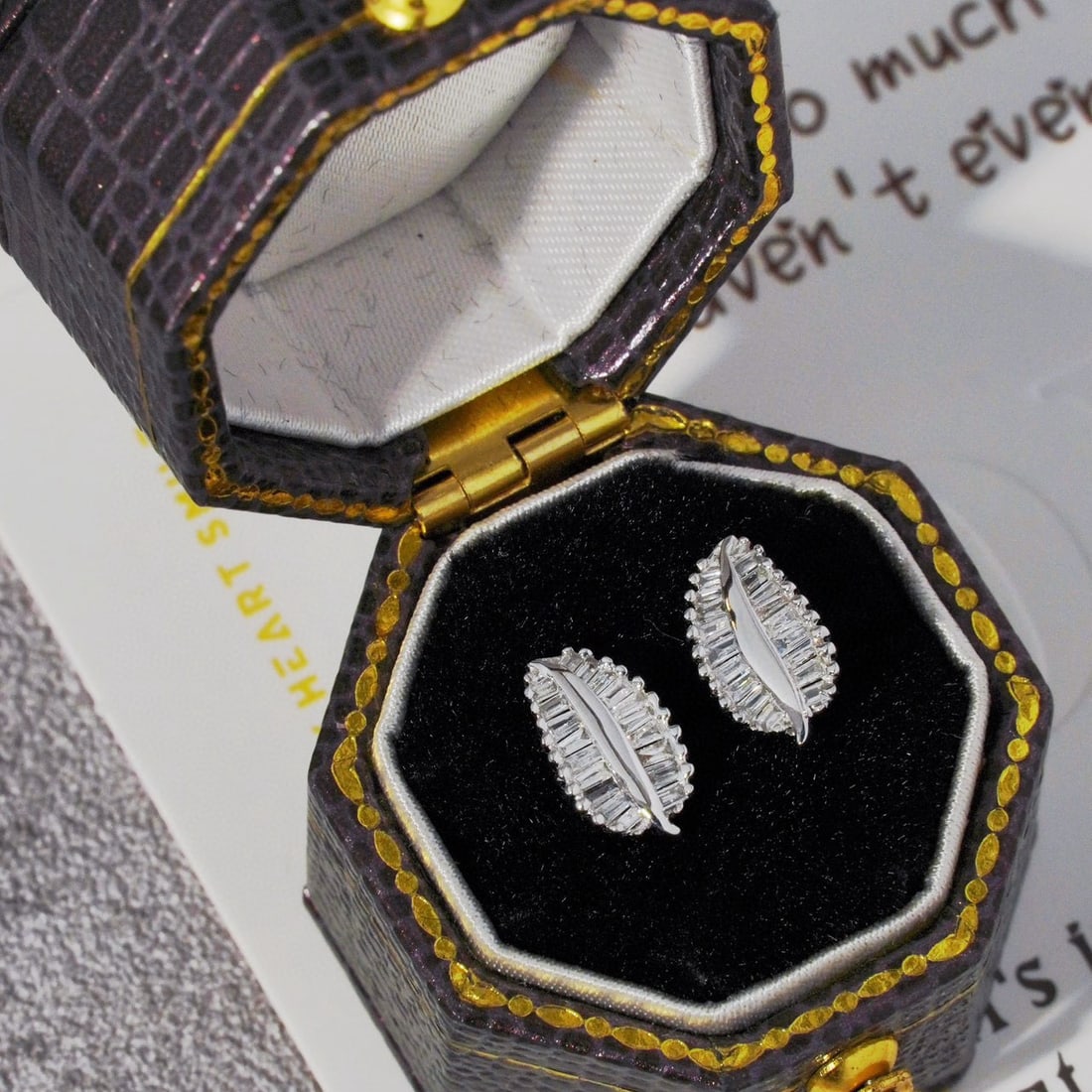 14k Gold 0.32 Ct Natural H Diamond Earrings: Ref:231044066 // gold content:14k gold // main gemstone:diamond // shape:baguette // carat weight:0. 32ct // clarity grade:vs-si // color:h // treatment:natural // Condition: New Low Estimate: