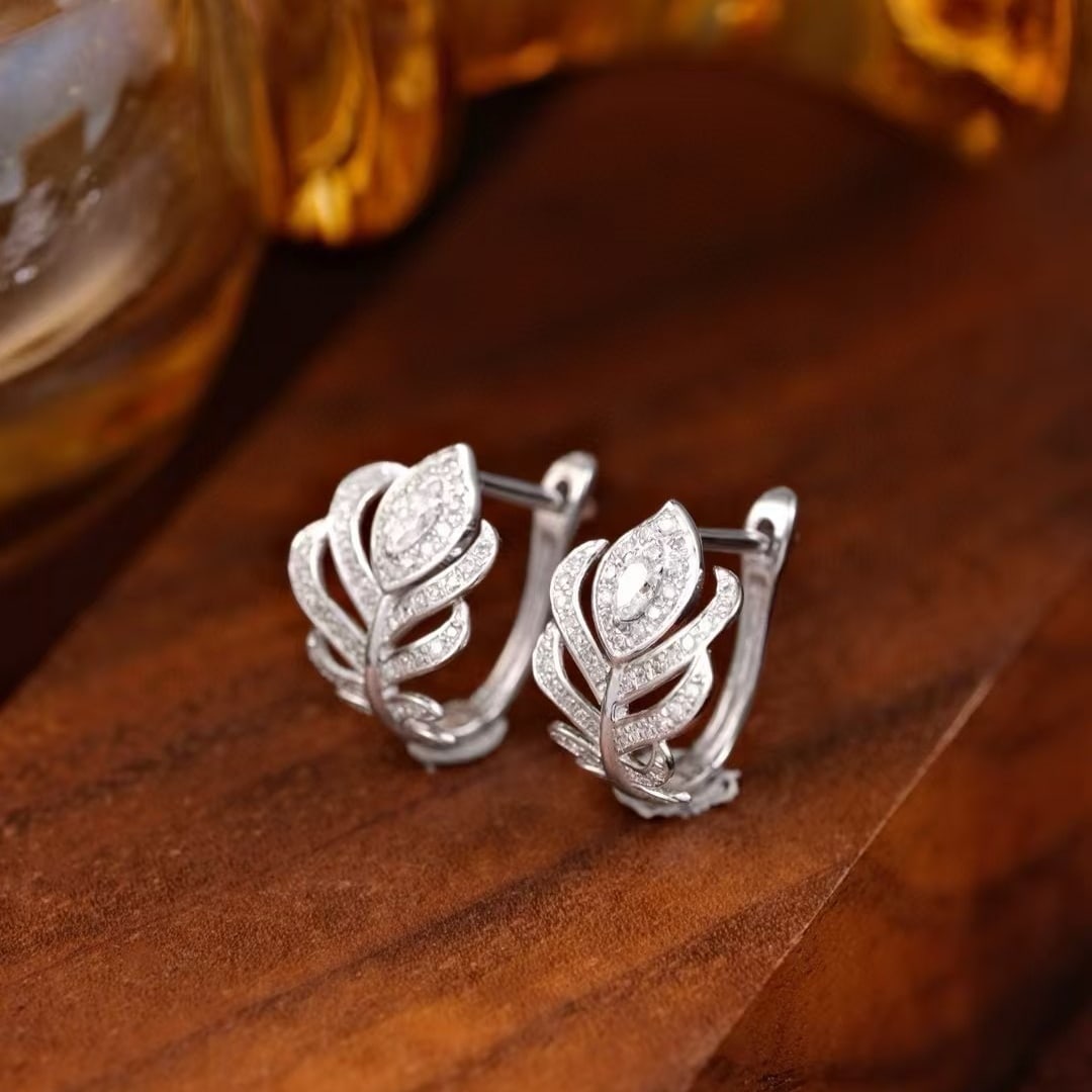 14k Gold 0.32 Ct Natural H Diamond Earrings - 3