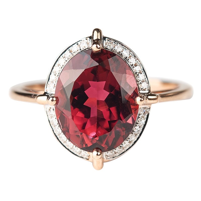 14k Gold 3.55 Ct Natural Tourmaline & Diamond Ring - 5