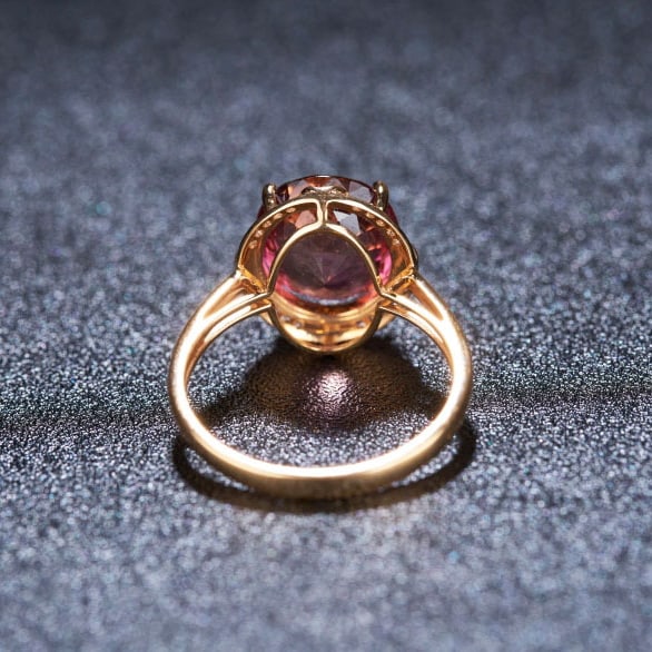 14k Gold 4.01 Ct Natural Tourmaline & Diamond Ring - 4