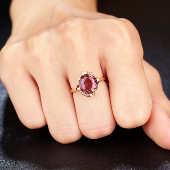 14k Gold 4.01 Ct Natural Tourmaline & Diamond Ring - 6
