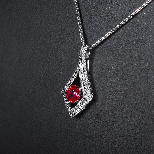 14k Gold 0.91 Ctw Natural Ruby & Diamond Pendant( Without Chain ) - 2