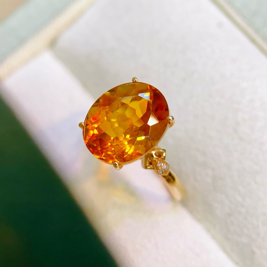 14k Gold 4.62 Ctw Natural Citrine & Diamond Ring - 4