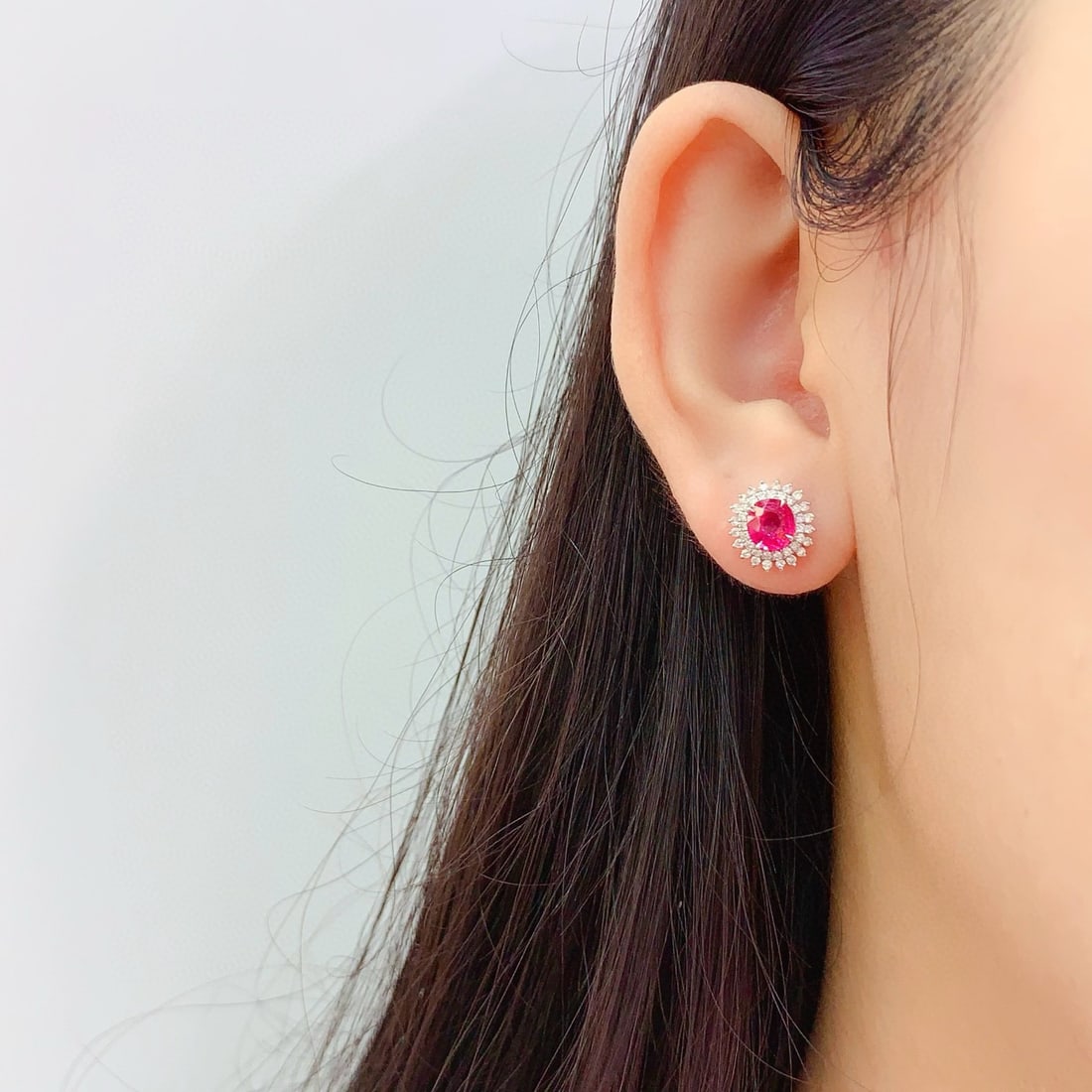 14k Gold 1.6 Ct Natural Ruby & Diamond Earrings - 2