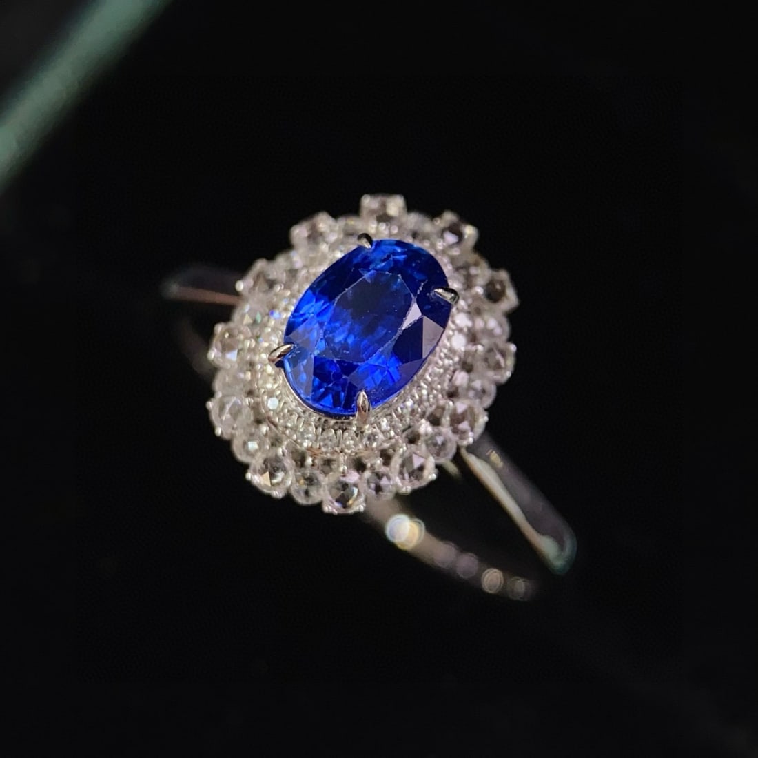 14k Gold 1.2 Ct Natural Sapphire & Diamond & Sapphire Ring - 2
