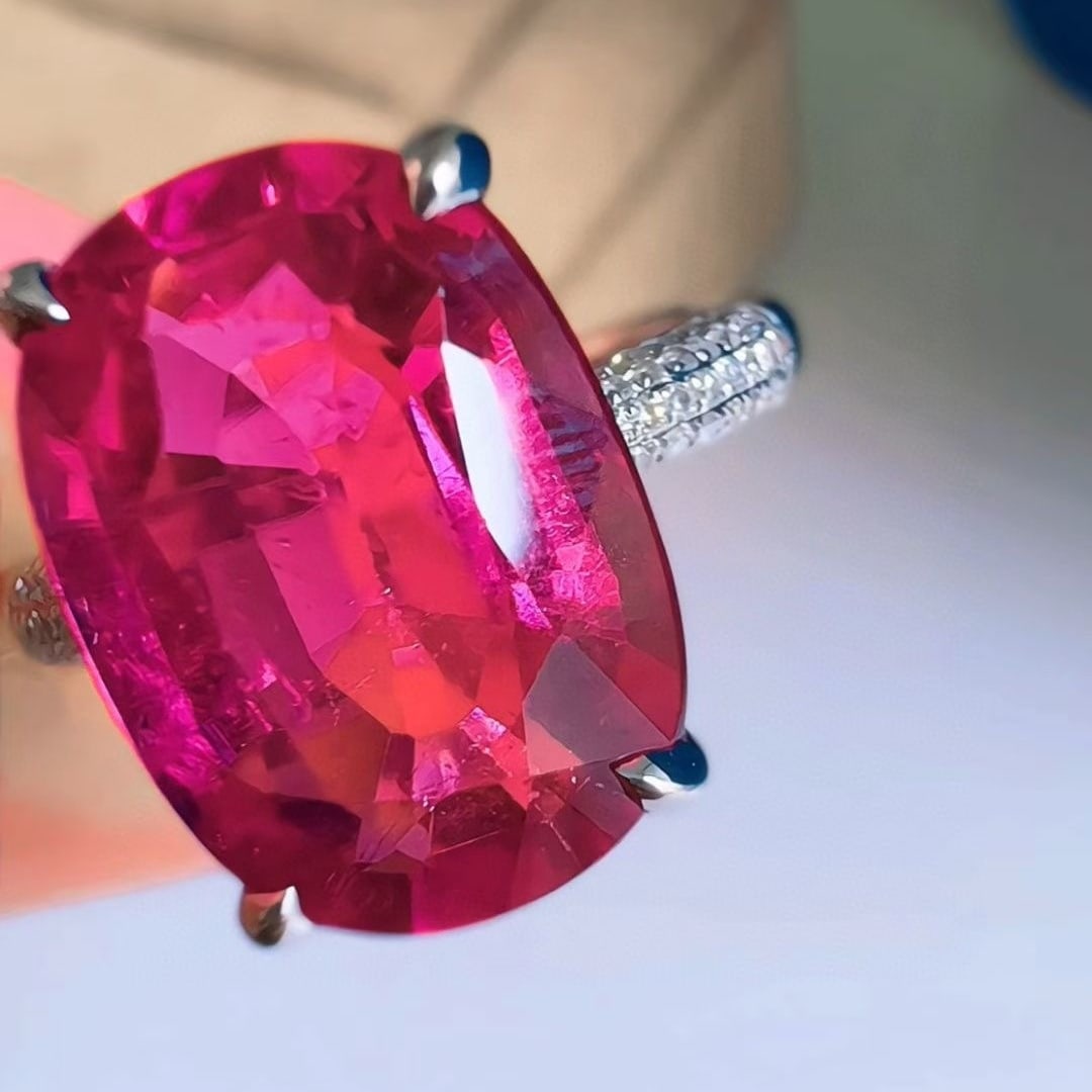 14k Gold 5.3 Ct Natural Tourmaline & Diamond Ring - 3