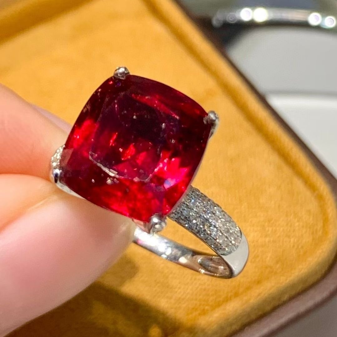 14k Gold 5.4 Ct Natural Tourmaline & Diamond Ring - 2