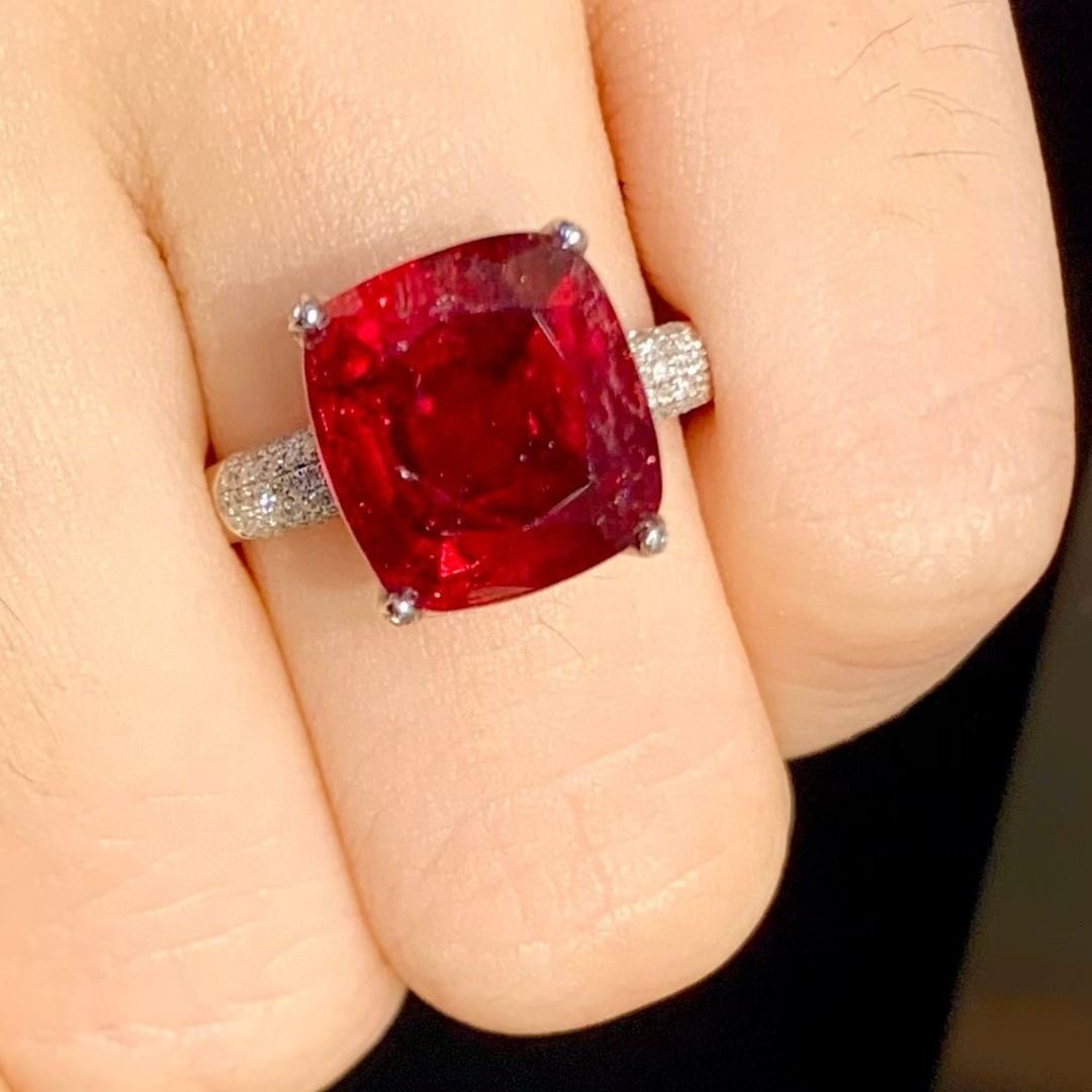14k Gold 5.4 Ct Natural Tourmaline & Diamond Ring - 5