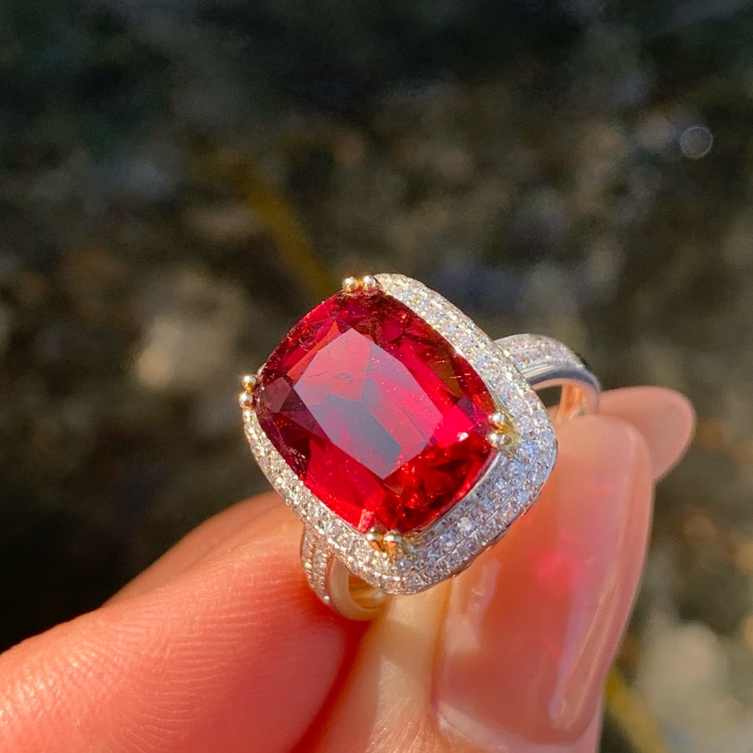 14k Gold 5.25 Ct Natural Tourmaline & Diamond Ring - 5