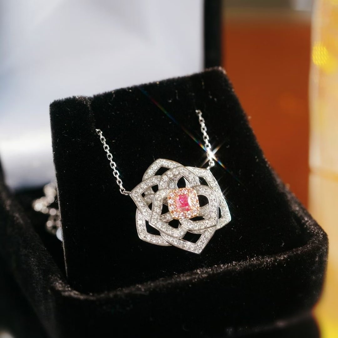14k Gold 0.65 Ctw Natural Pink Diamond & Diamond Necklace - 2