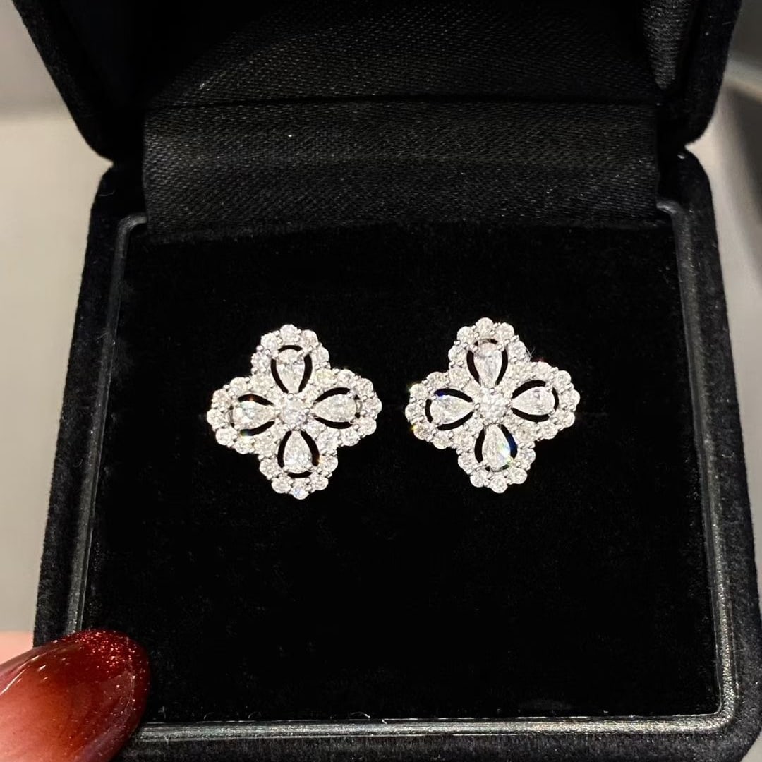 14k Gold 1 Ct Natural H Diamond Earrings - 2