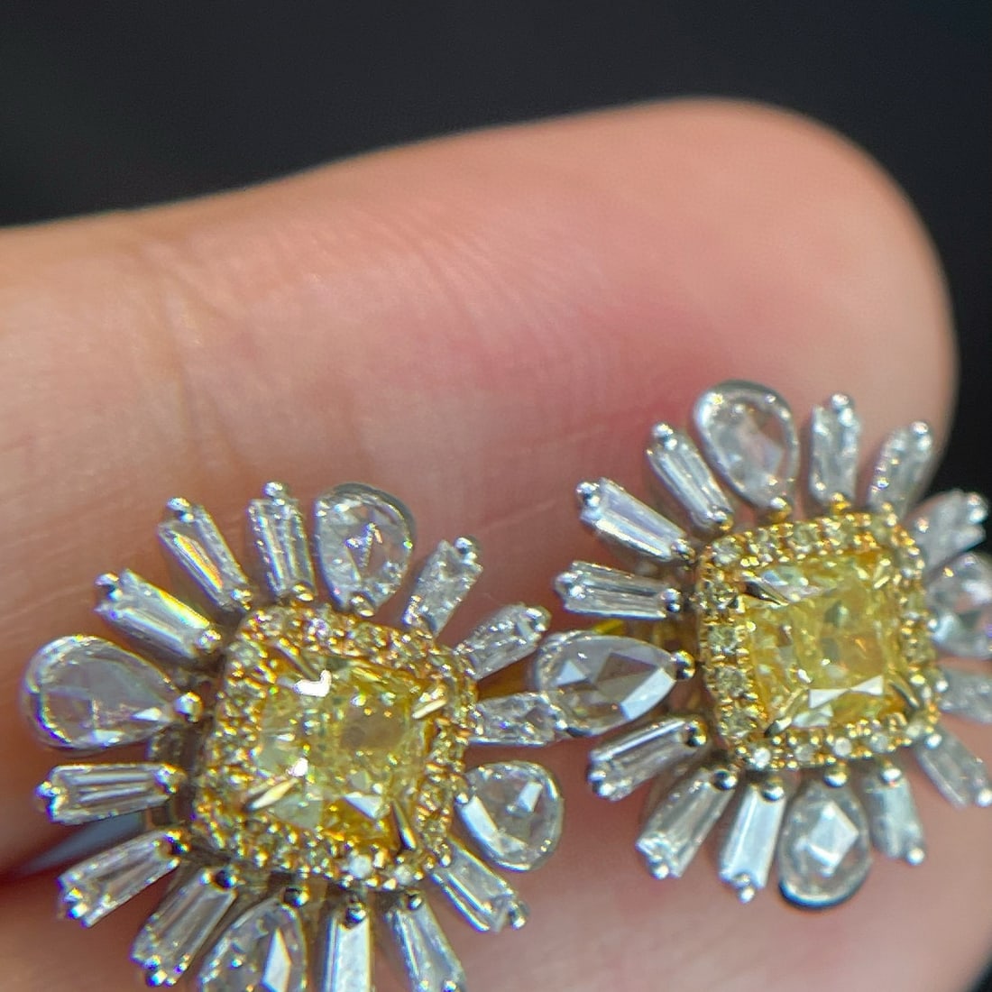 14k Gold 1.27 Ctw Natural Yellow Diamond & Diamond Earrings - 2