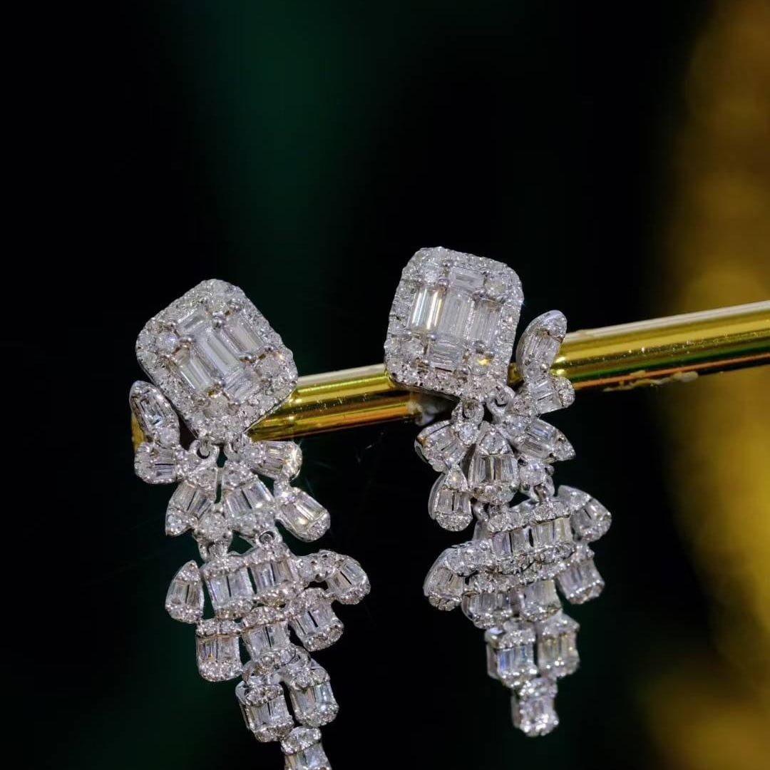 14k Gold 1.1 Ct Natural H Diamond Earrings - 4
