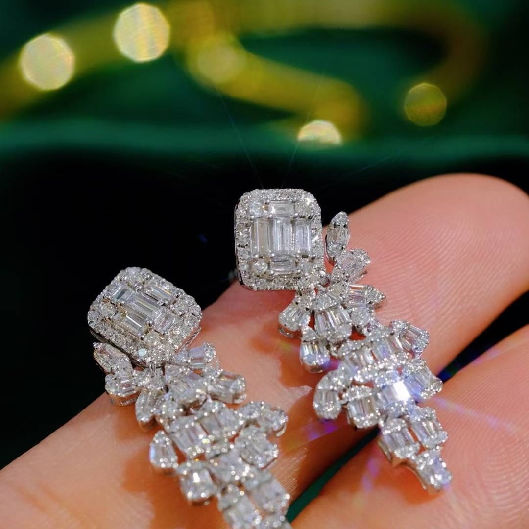 14k Gold 1.1 Ct Natural H Diamond Earrings - 6