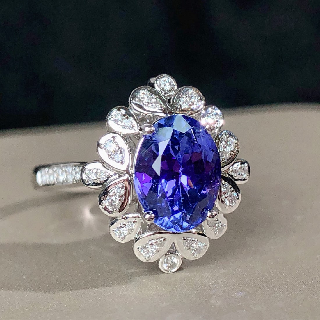 14k Gold 2.40 Ctw Natural Tanzanite & Diamond Ring/pendant( Without Chain ) - 3