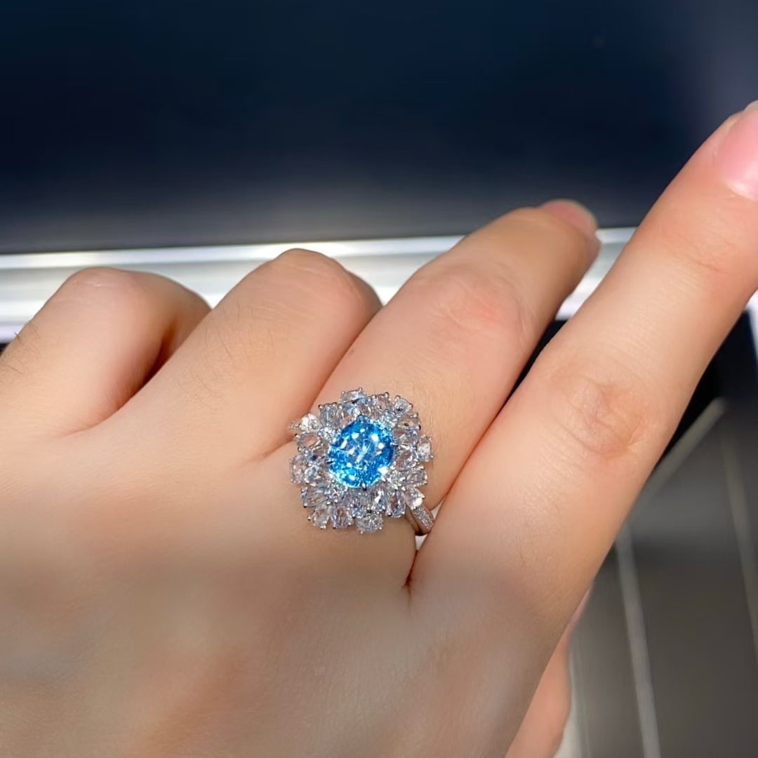 14k Gold 2.68 Ctw Natural Aquamarine & Sapphire Ring - 2