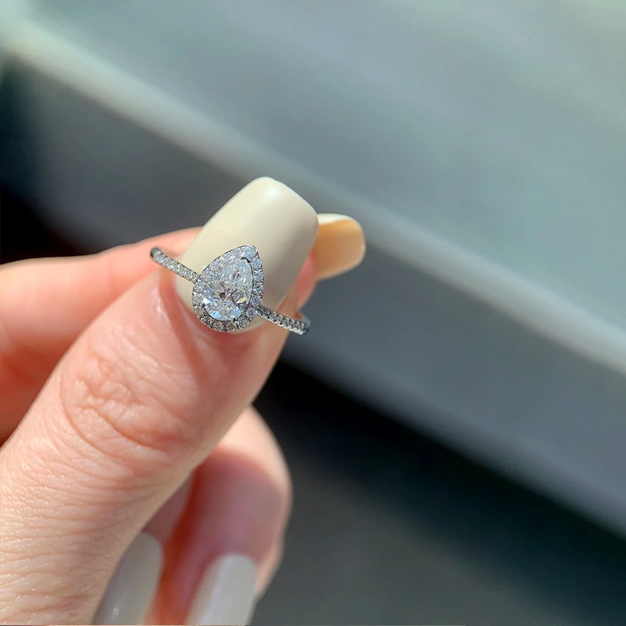 Gia Certified 14k Gold 0.50 Ct Natural G Si2 Pear Diamond Ring - 3