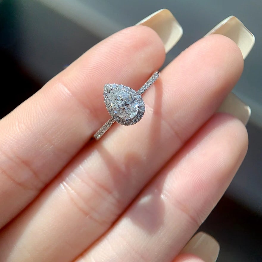 Gia Certified 14k Gold 0.50 Ct Natural G Si2 Pear Diamond Ring - 4