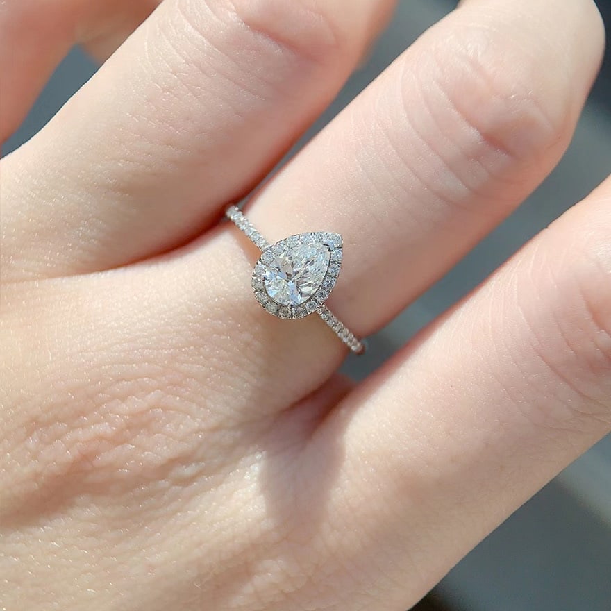 Gia Certified 14k Gold 0.50 Ct Natural G Si2 Pear Diamond Ring - 5