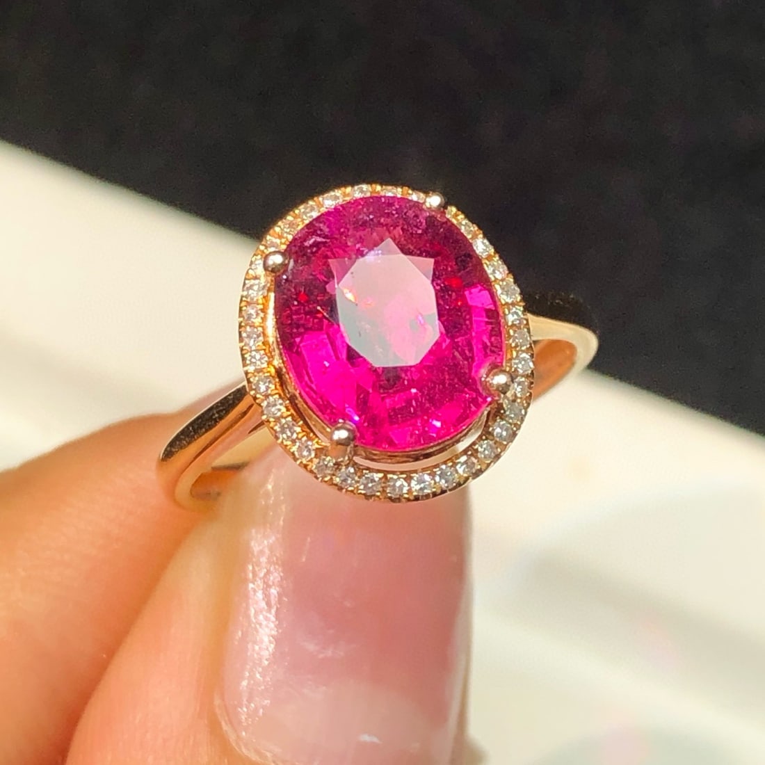 14k Gold 2.96 Ct Natural Tourmaline & Diamond Ring - 2