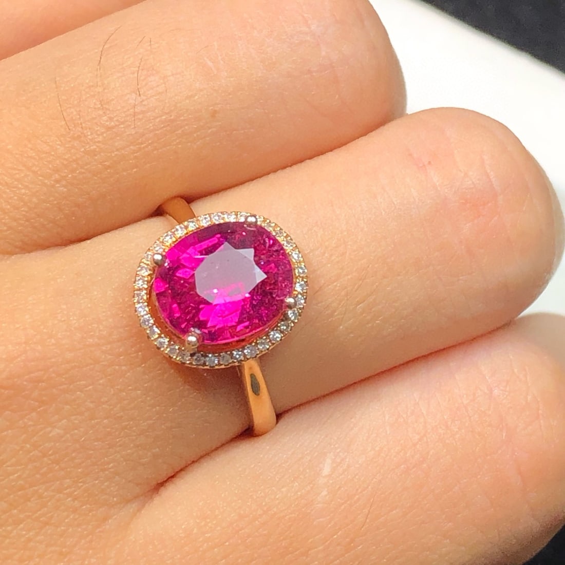 14k Gold 2.96 Ct Natural Tourmaline & Diamond Ring - 4