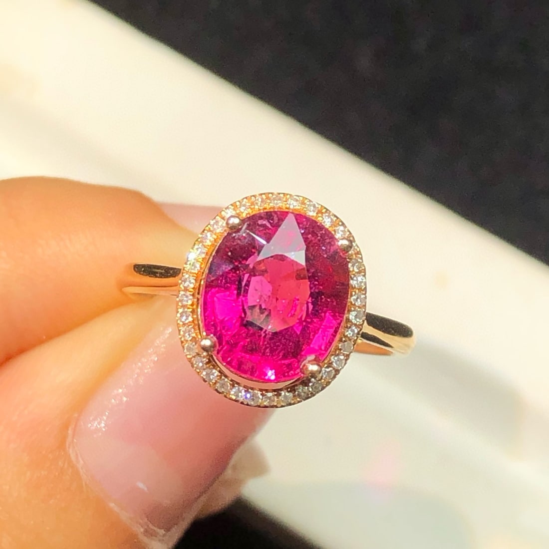 14k Gold 2.96 Ct Natural Tourmaline & Diamond Ring - 5