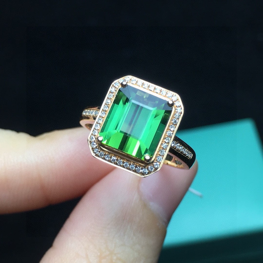 14k Gold 2.7 Ct Natural Tourmaline & Diamond Ring - 2