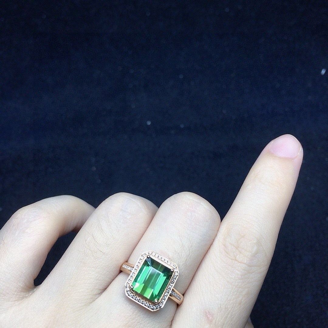 14k Gold 2.7 Ct Natural Tourmaline & Diamond Ring - 3