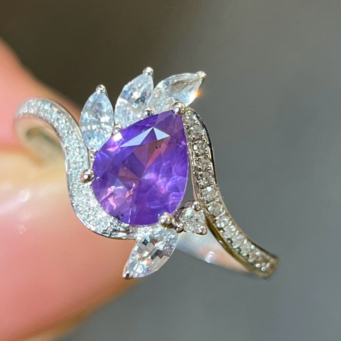14k Gold 1.13 Ct Natural Sapphire & Diamond & Sapphire Ring - 2